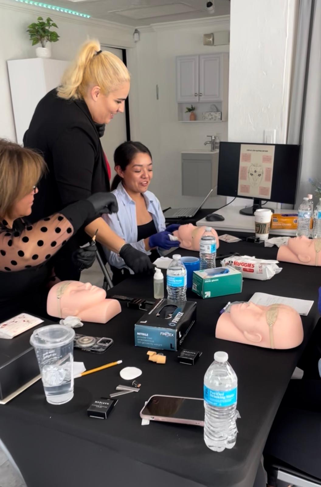 Students working through the Ombre Brows curriculum